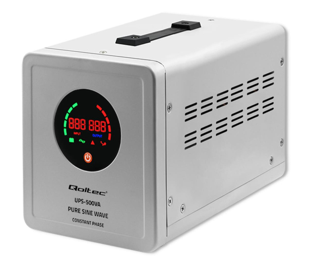QOLTEC UPS Pure Sine Wave | 500VA | 350W | Stała faza | Szary 50716 - 1180182 - zdjęcie